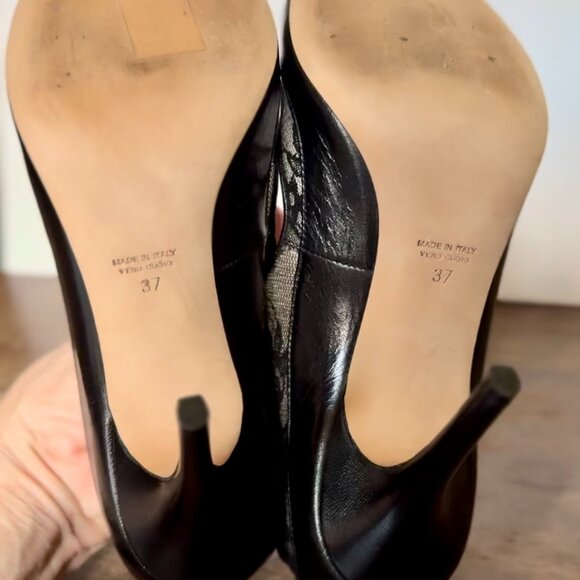 Absolutely adorable  black lace  Monique Lhuillier open toe lace heels size 37EU - Picture 6 of 8